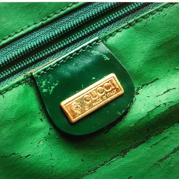 #0245 RARE Vintage Gucci Web Stripe Print Bucket Tote - Picture 7 of 12